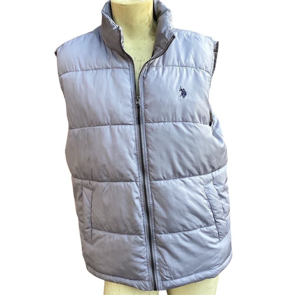 U.S. Polo Assn Men's Puffer Vest Gray Size L Casual Quilted Design